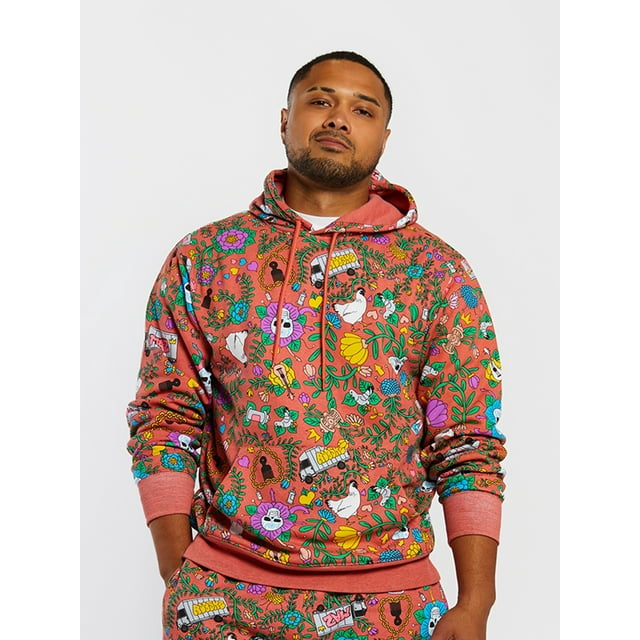 Roberto Lugo All Gender Floral Skulls and Trucks Printed Hoodie