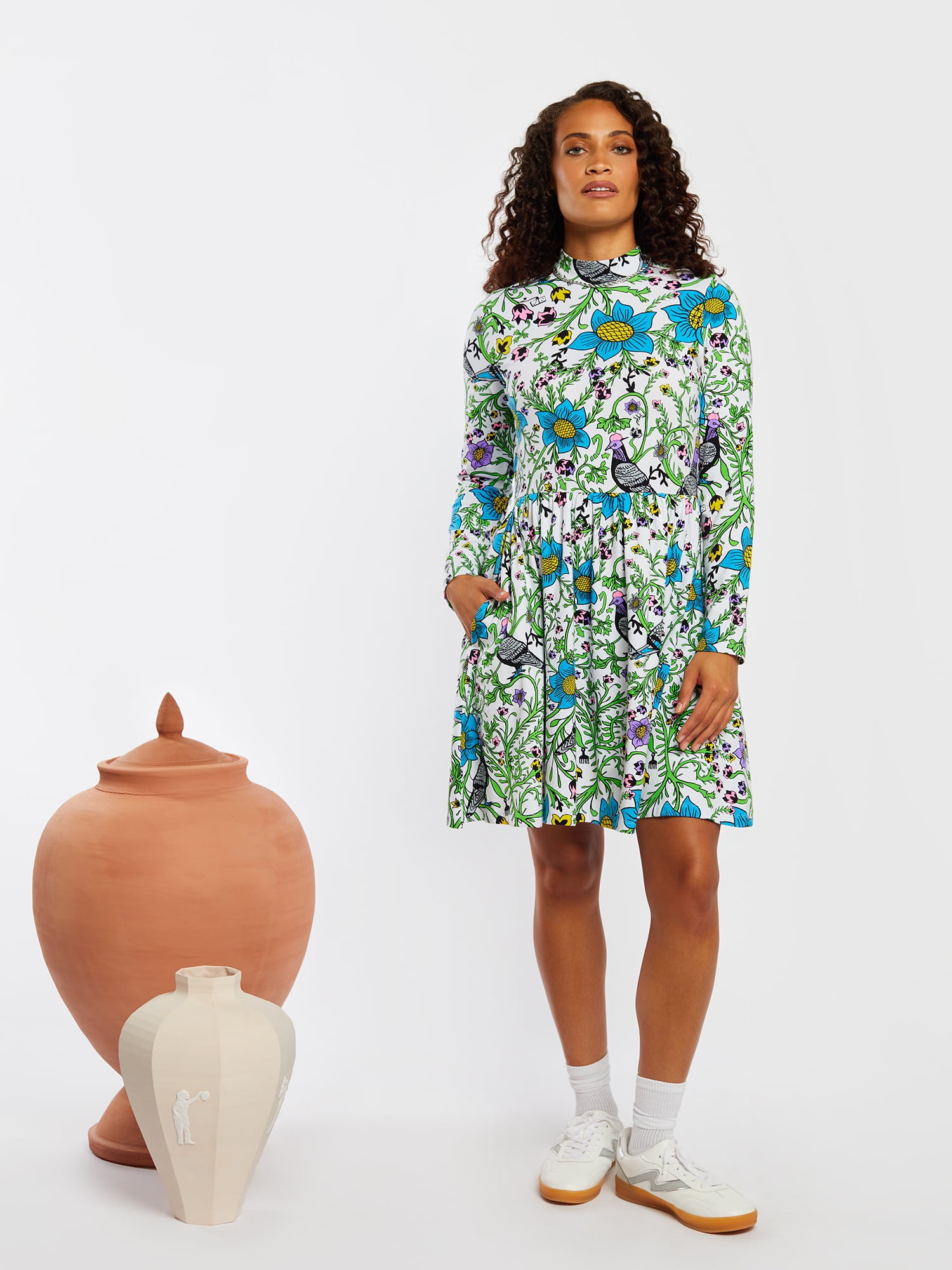 Roberto Lugo Women’s Pigeon Print Dress, Sizes S-2XL