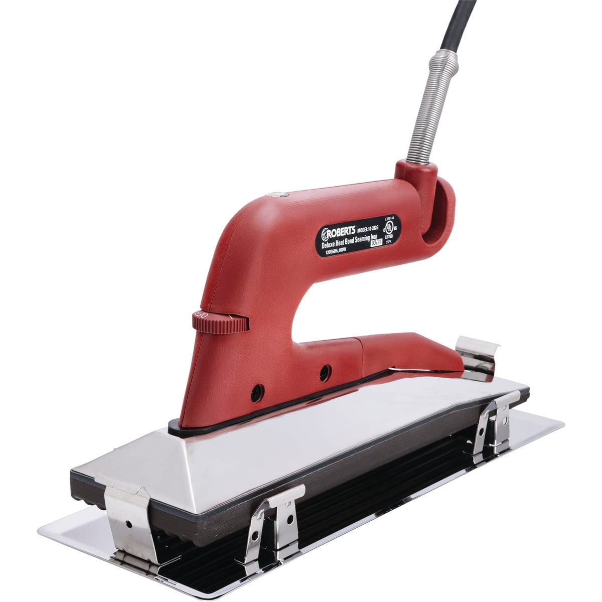 Roberts Deluxe Heat Bond Carpet Iron - Non-Stick Grooved Base - Red — Residential Use, Standard Application