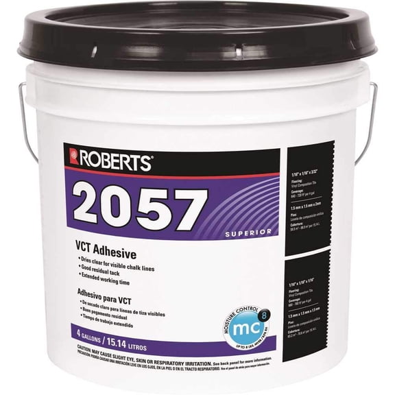 Roberts Vinyl Composition Tile Adhesive - Superior Vinyl Tile Glue - 4 Gal, Beige