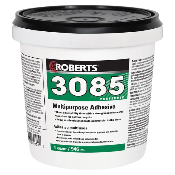 Roberts 3085-0 Multipurpose Carpet and Felt Back Vinyl Adhesive, 1 Quart, Beige
