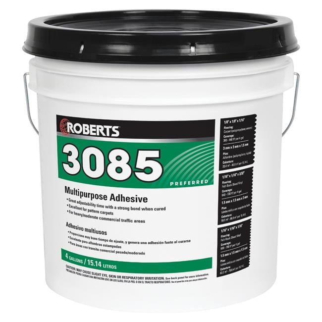 Roberts 3085-4 4 gal Multipurpose Adhesive for Carpet \u0026 Sheet Vinyl Flooring, Beige \u0026 Tan