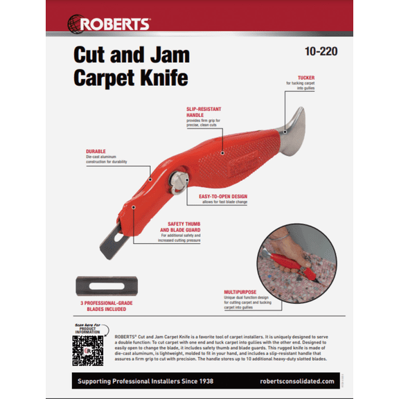 Roberts Cardinal Carpet Knife - Pack of 2 Residential Use, Standard Application