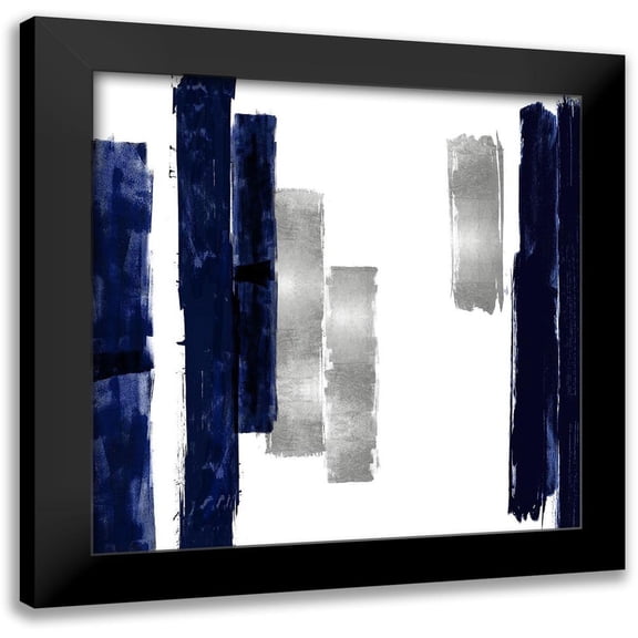 Roberts, Ellie 20x20 Black Modern Framed Museum Art Print Titled - Vertical Blue and Silver I