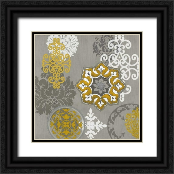 Roberts, Ellie 26x26 Black Ornate Wood Framed with Double Matting Museum Art Print Titled - Decorative Ornaments In Gold I