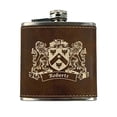 thumbnail image 1 of Roberts Irish Coat of Arms Leather Flask - Rustic Brown, 1 of 1