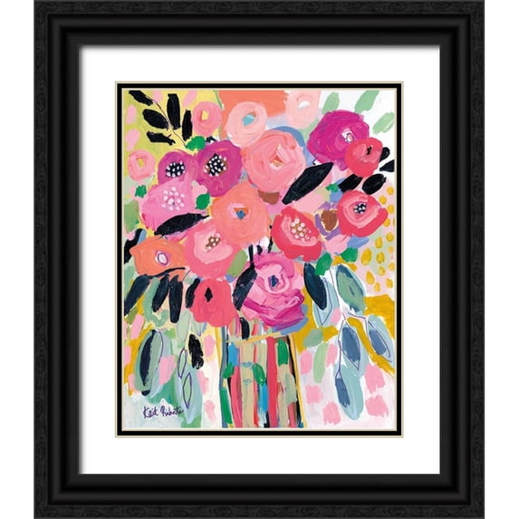 Roberts, Kait 12x14 Black Ornate Wood Framed with Double Matting Museum Art Print Titled - Flowers on are Multi-Vitamin
