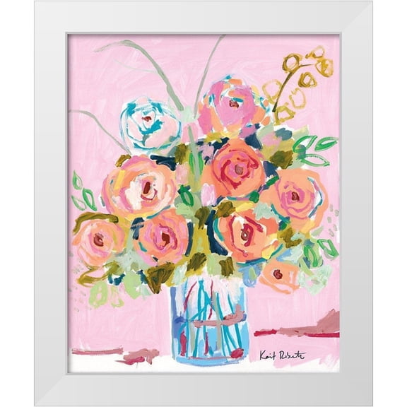 Roberts, Kait 12x14 White Modern Wood Framed Museum Art Print Titled - Dreaming in Ballet Slipper Pink