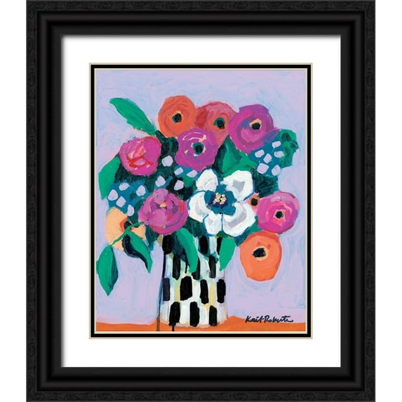 Roberts, Kait 15x18 Black Ornate Wood Framed with Double Matting Museum Art Print Titled - Bouquet on Lilac