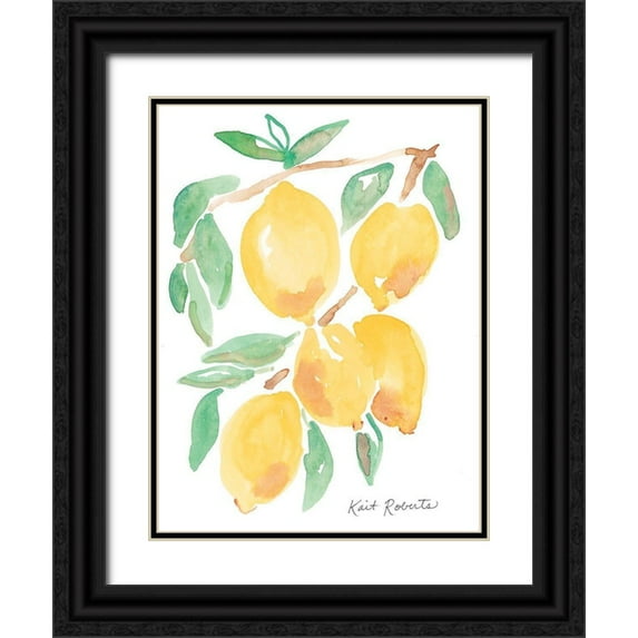 Roberts, Kait 15x18 Black Ornate Wood Framed with Double Matting Museum Art Print Titled - Kitchen Lemons
