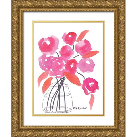 Roberts, Kait 15x18 Gold Ornate Wood Framed with Double Matting Museum Art Print Titled - Grannys Vase