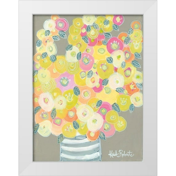 Roberts, Kait 19x24 White Modern Wood Framed Museum Art Print Titled - Pleasant Poppies
