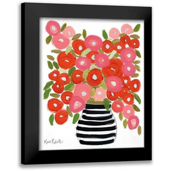 Roberts, Kait 20x24 Black Modern Framed Museum Art Print Titled - Poppies in Strawberry and Taffy