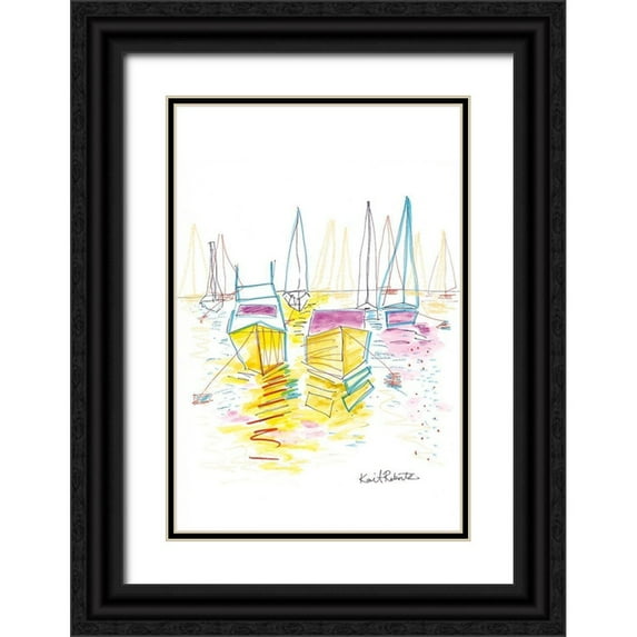 Roberts, Kait 23x32 Black Ornate Wood Framed with Double Matting Museum Art Print Titled - The Lake Day is Done