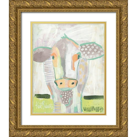Roberts, Kait 26x31 Gold Ornate Wood Framed with Double Matting Museum Art Print Titled - Moo Series: Laverne