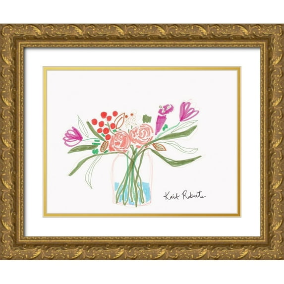 Roberts, Kait 32x25 Gold Ornate Wood Framed with Double Matting Museum Art Print Titled - Bouquet for Carle
