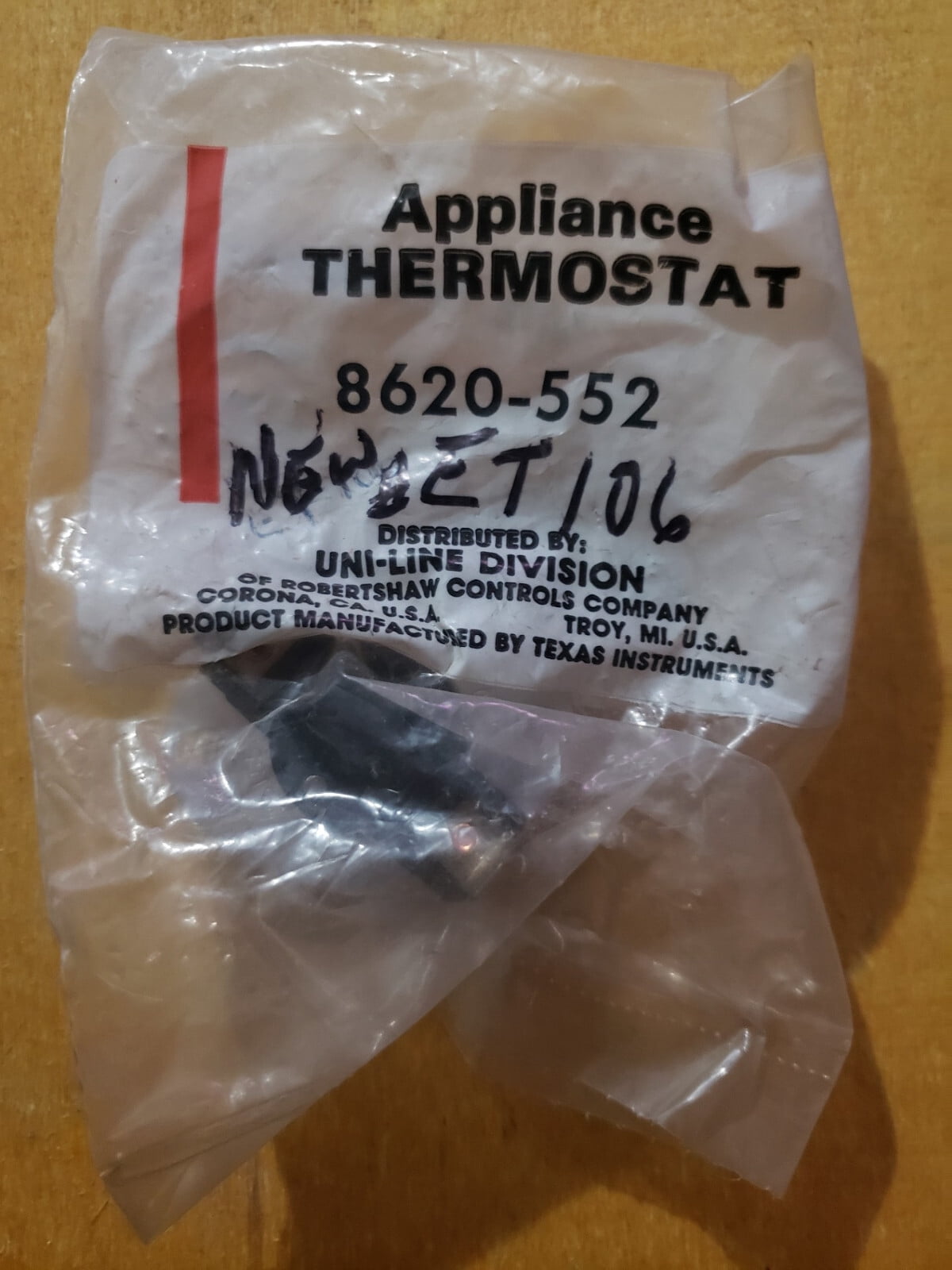 Robertshaw Dryer Thermostat 8620-552 (Replaces ET106)