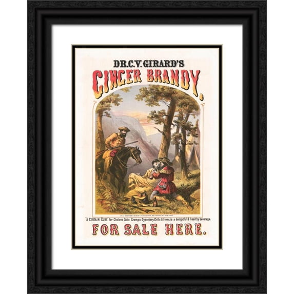 Robertson, Seibert & Shearman. 14x18 Black Ornate Wood Framed Double Matted Museum Art Print Titled - Dr. C.Y. Girard's Ginger Brandy (1860)