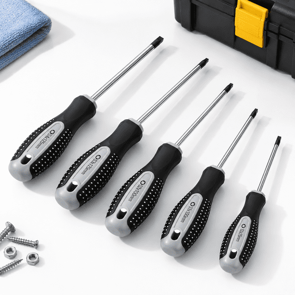 Robertson Square Head Set (5 Pack In The Following Sizes: #0 #1 #2 #3 And #4) Forged Steel Withic Tips & Soft Handle