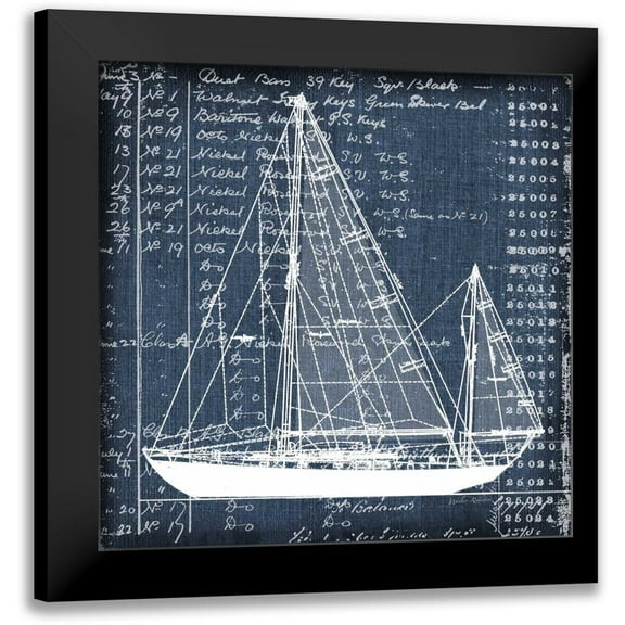 Robertson, Walter 12x12 Black Modern Framed Museum Art Print Titled - Schooner Blueprint 2