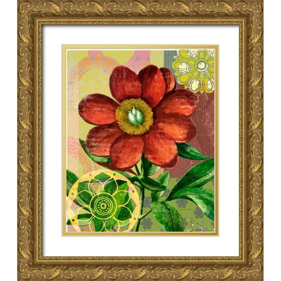 Robertson, Walter 15x18 Gold Ornate Wood Framed with Double Matting Museum Art Print Titled - Peony Story