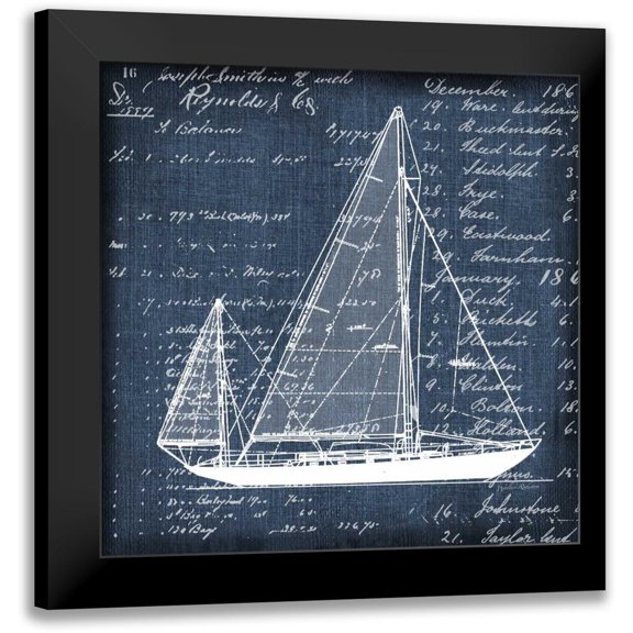 Robertson, Walter 20x20 Black Modern Framed Museum Art Print Titled - Schooner Blueprint 1