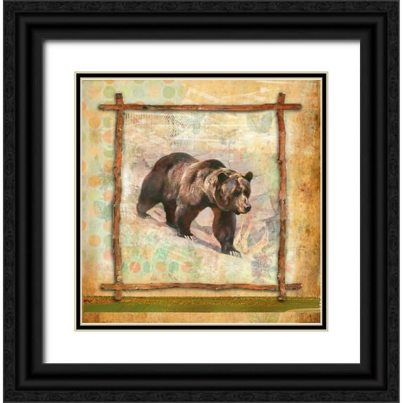 Robertson, Walter 20x20 Black Ornate Wood Framed with Double Matting Museum Art Print Titled - Bear Nature