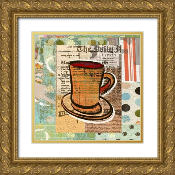 Robertson, Walter 20x20 Gold Ornate Wood Framed with Double Matting Museum Art Print Titled - Daily Coffee