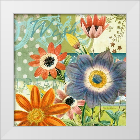 Robertson, Walter 26x26 White Modern Wood Framed Museum Art Print Titled - Polka dot Poppy