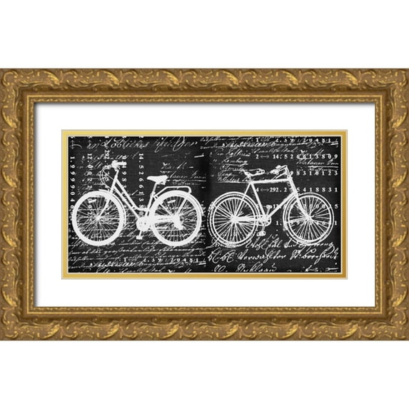 Robertson, Walter 32x18 Gold Ornate Wood Framed with Double Matting Museum Art Print Titled - Script Bicycle