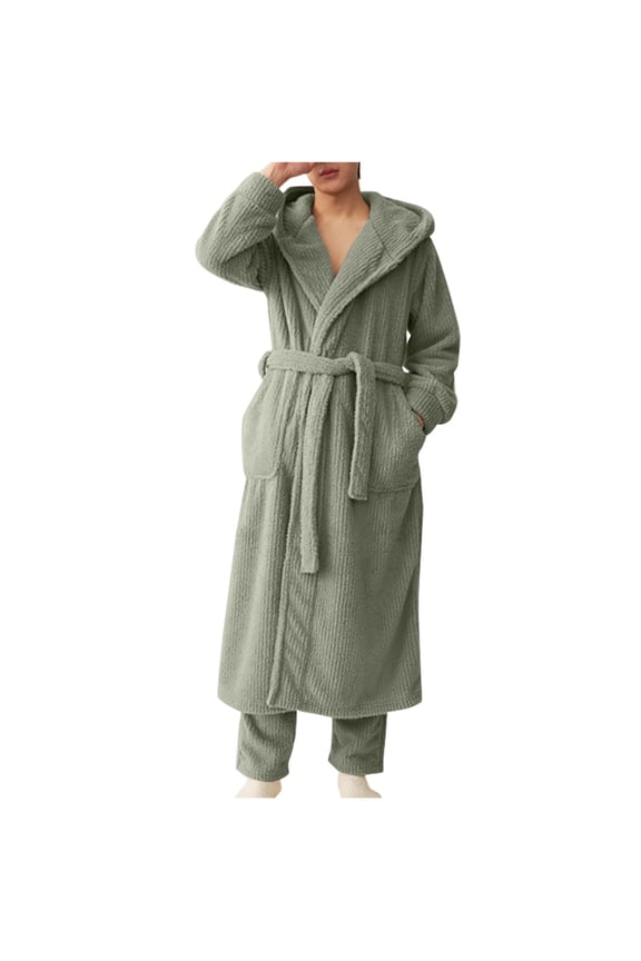 Robes for Couples Soft Terry Cloth Bath Robe Comfy Fleece Flannel Spa Bathrobe Night-Robe Valentines Day Gifts for Women Men for Boyfriend Husband, Green, XXL