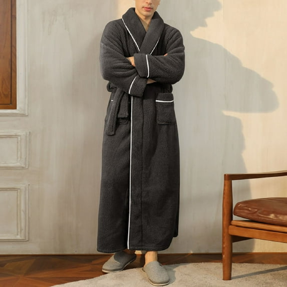 Robes For Men Mens Robes For Summer Robes Mens Thickened, Couple, Autumn/Winter, Plus Size Bath Dark Gray Bathrobe