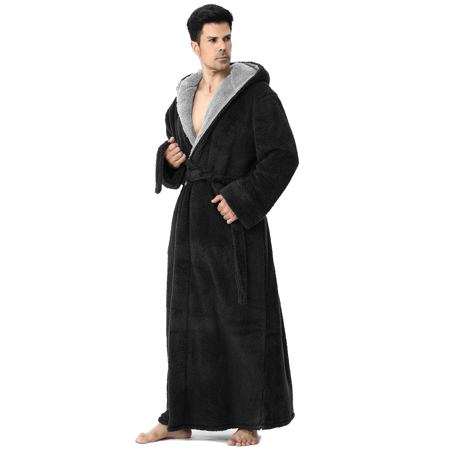 Long Hero Robe Robes for Men, LOFIR Long Mens Robes, Warm Soft Plush Mens Robe with ...