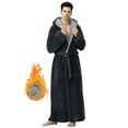 thumbnail image 1 of Robes for Men, LOFIR Long Mens Robes, Warm Soft Plush Mens Robe with Hood, Plus Size Plus Thick Robe for Men with Side Pocket and Belt, Bathrobes for Men Gifts, Gray, XL, 1 of 8