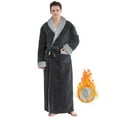 thumbnail image 1 of Robes for Men, LOFIR Long Mens Robes, Warm Soft Plush Mens Robe with Hood, Plus Size Plus Thick Robe for Men with Side Pocket and Belt, Bathrobes for Men Gifts, Gray,XXL, 1 of 7