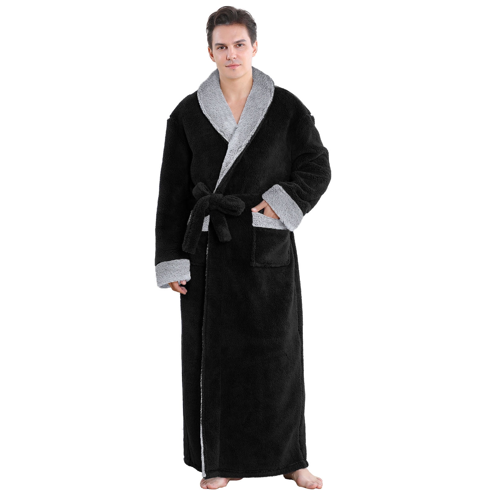Long Hero Robe Robes for Men, LOFIR Long Mens Robes, Warm Soft Plush Mens Robe with ...