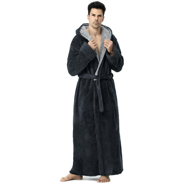 Robes for Men, LOFIR Long Mens Robes, Warm Soft Plush Mens Robe with