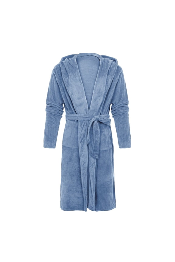 Robes for Men,Viikei Mens Robes,Warm Soft Plush Mens Robe with Hood,Plus Size Plus Thick Robe for Men with Side Pocket and Belt,Bathrobes for Men Gifts