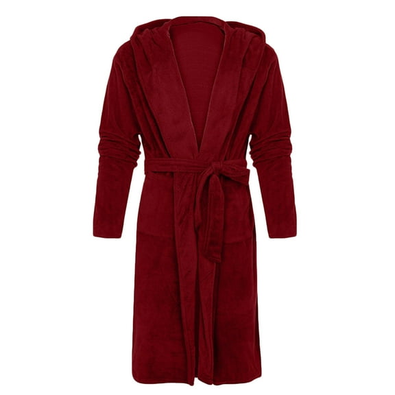 Robes for Men,Viikei Mens Robes,Warm Soft Plush Mens Robe with Hood,Plus Size Plus Thick Robe for Men with Side Pocket and Belt,Bathrobes for Men Gifts
