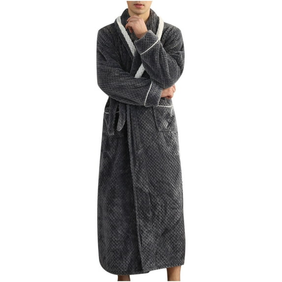 Robes for Men,Viikei Mens Robes,Warm Soft Plush Mens Robe with Hood,Plus Size Plus Thick Robe for Men with Side Pocket and Belt,Bathrobes for Men Gifts