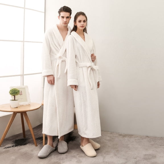 Viikei Robes for Men,Viikei Mens Robes,Warm Soft Plush Mens Robe with Hood,Plus Size Plus Thick Robe for Men with Side Pocket and Belt,Bathrobes for Men Gifts