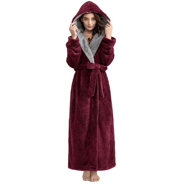 Robes for Women, LOFIR FullLength Womens Robes, Soft Fleece Hooded Womens Bathrobes, Plush Long