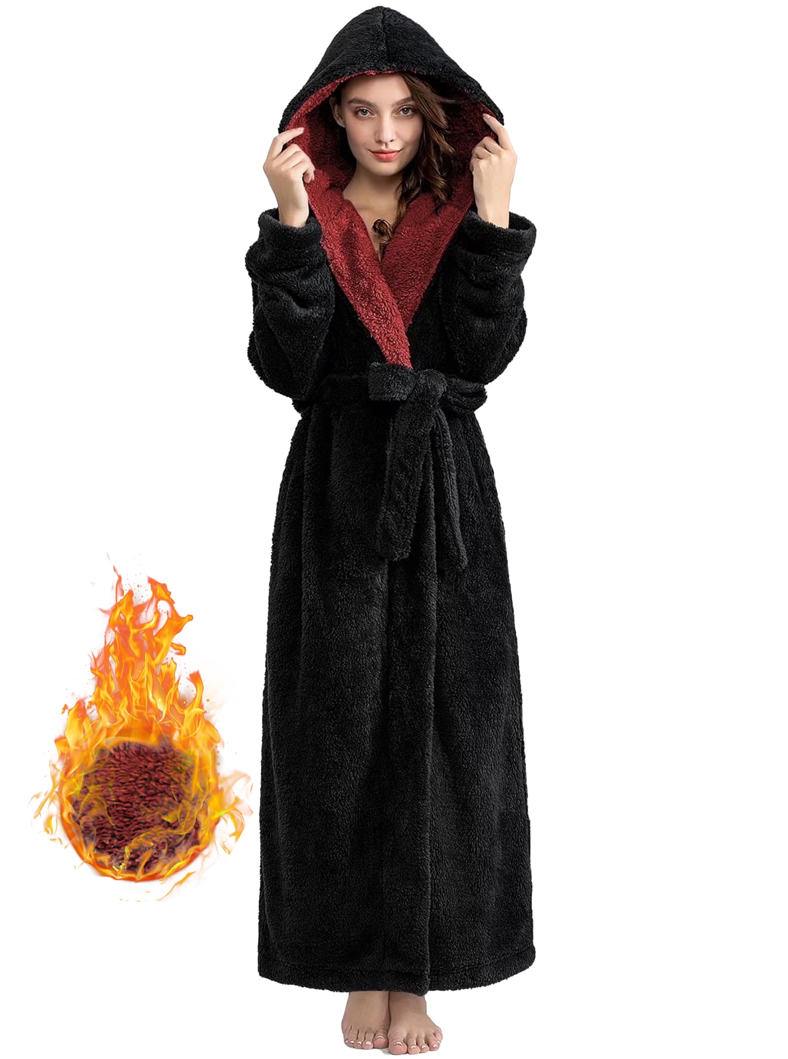 Female Robs Robes for Women, LOFIR Full-Length Womens Robes, Soft Fleece Hooded ...