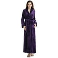 LOFIR Women's Fleece Bathrobe, Front Pocket, Adjustable Belt, Purple, S ...