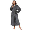 thumbnail image 1 of Robes for Women, LOFIR Long Womens Robes, Soft Fluffy Fleece Bath Robe with Front Pocket, Winter Warm Plush Lapel Women's Robes, Adjustable Belt, Grey, S/M, 1 of 8
