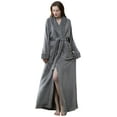thumbnail image 1 of Robes for Women, LOFIR Long Womens Robes, Soft Fluffy Fleece Bath Robe with Front Pocket, Winter Warm Plush Lapel Women's Robes, Adjustable Belt, Grey, S/M, 1 of 8