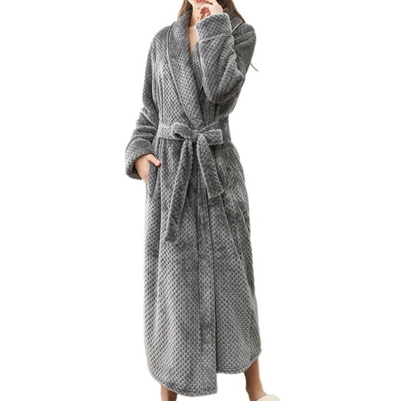 Robes for Men Men's Robes Women's Winter Lengthened Bathrobe Home Clothes Shawl Long Sleeved Robe Coat