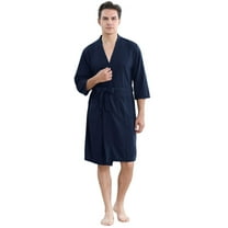 Robes for Men, PUTUO Mens Robe, Lightweight Soft Spa Nightgowns Pajamas for Men with Pockets, Blue