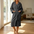 thumbnail image 1 of Robes for Women Fleece Robes Hooded Cozy Soft Warm Plush Women Robe Plush Long Bathrobe, 1 of 8