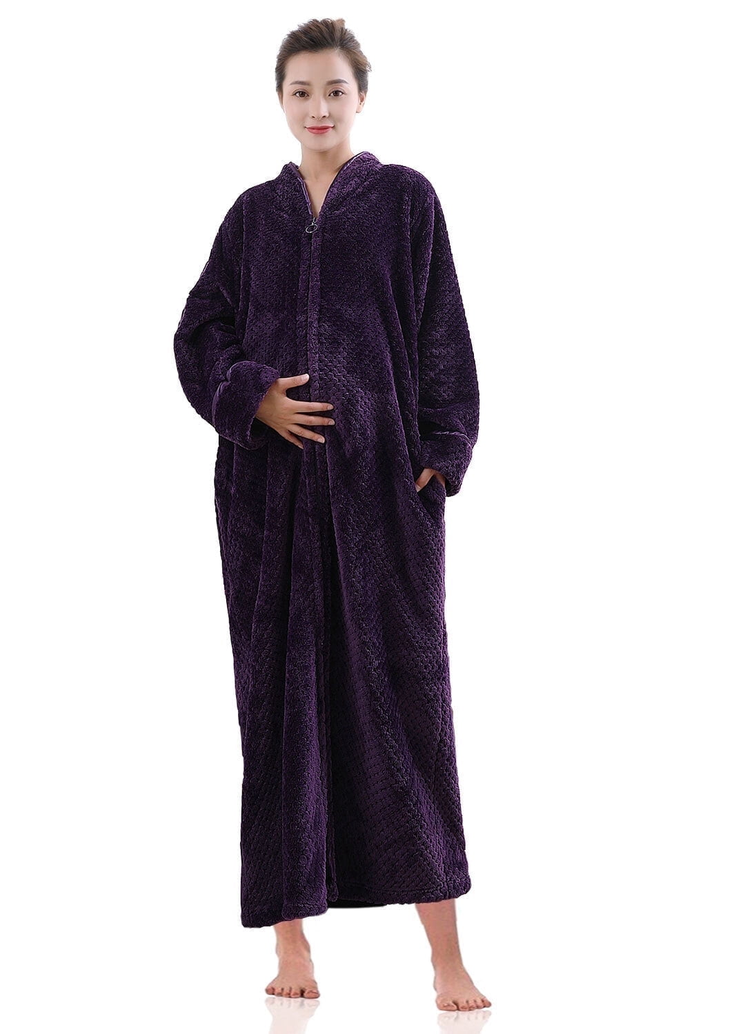 Side Robe Robes for Women, LOFIR Long Womens Robes, Cozy Soft Fluffy Fleece Front ...